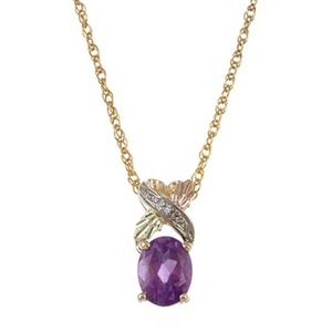 Black Hills Gold Amethyst and Diamond Pendant